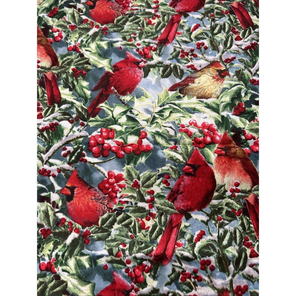 Wild Wings Cardinal Cotton Quilting Fabric Christmas Theme 30" X 44"